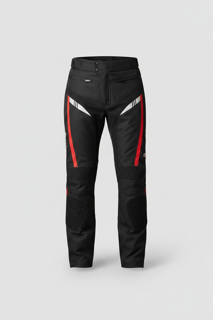 Pantalon De Pluie Noir Imperméable Sportif Bandes Rouges Blanches - Polyester - vue 3