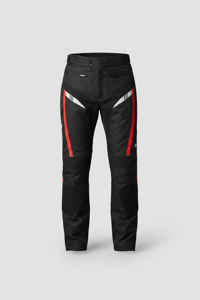 Pantalon De Pluie Noir Imperméable Sportif Bandes Rouges Blanches - Polyester - vue 3