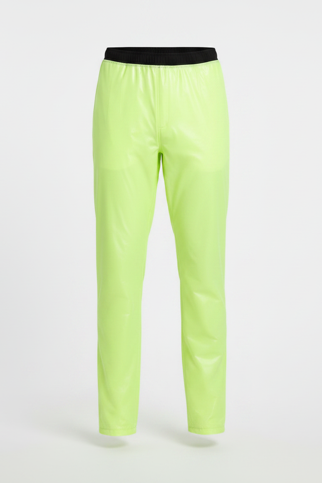 Pantalon De Pluie Jaune Fluo Imperméable Brillant Coupe Droite - Polyester - vue 3