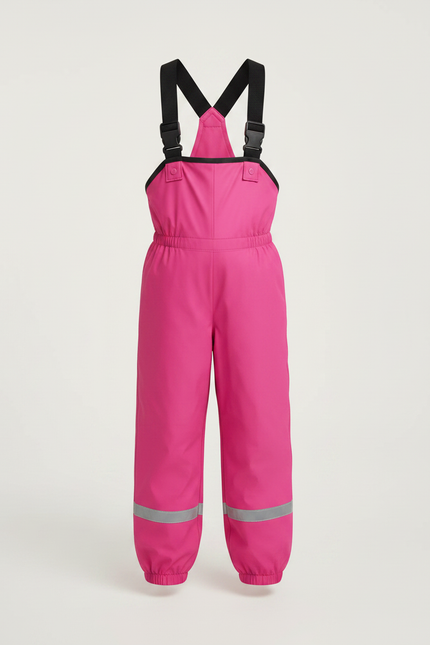Pantalon De Pluie Rose Imperméable Bretelles Réfléchissant Enfant - Polyester - vue 3