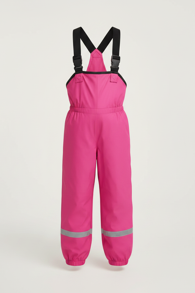 Pantalon De Pluie Rose Imperméable Bretelles Réfléchissant Enfant - Polyester - vue 3