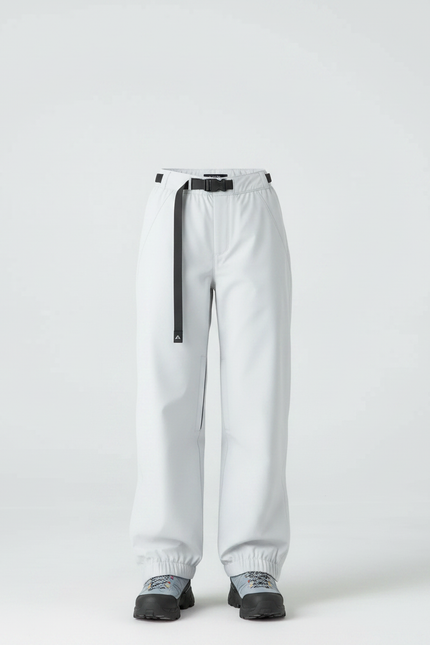 Pantalon De Pluie Gris Clair Ample Ceinturé Imperméable - Polyester - vue 3