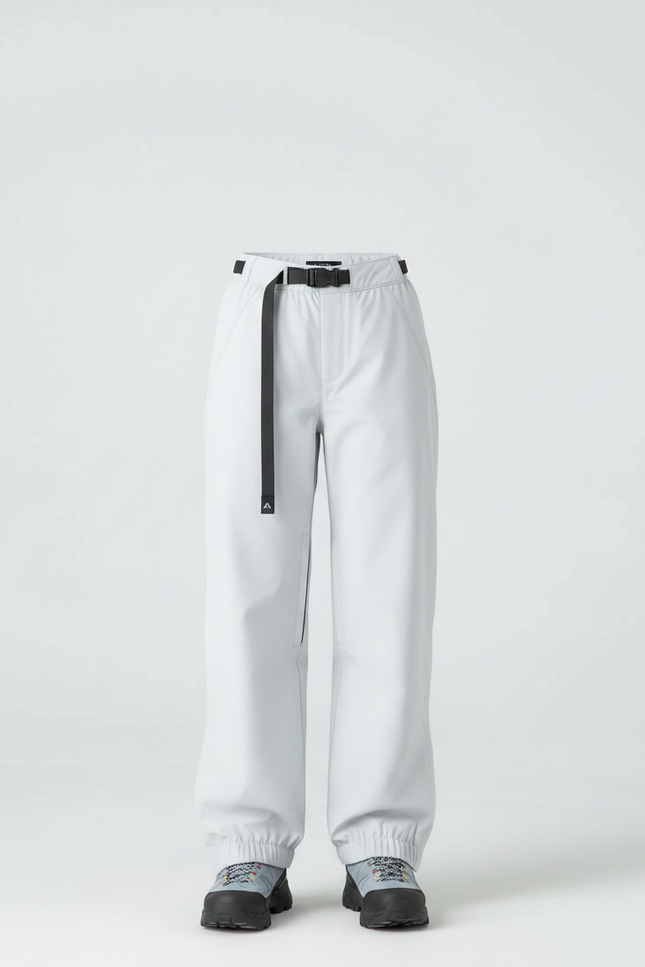 Pantalon De Pluie Gris Clair Ample Ceinturé Imperméable - Polyester - vue 3
