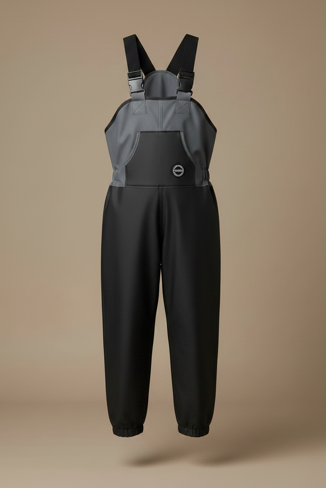 Pantalon De Pluie Noir Gris Bretelles Imperméable Femme - Polyester - vue 3